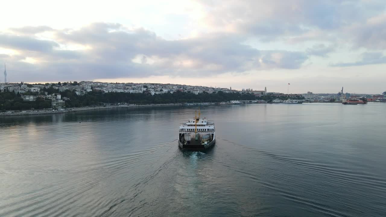 Stock Video Passage And Cargo Boat Arriving To A City Live Wallpaper