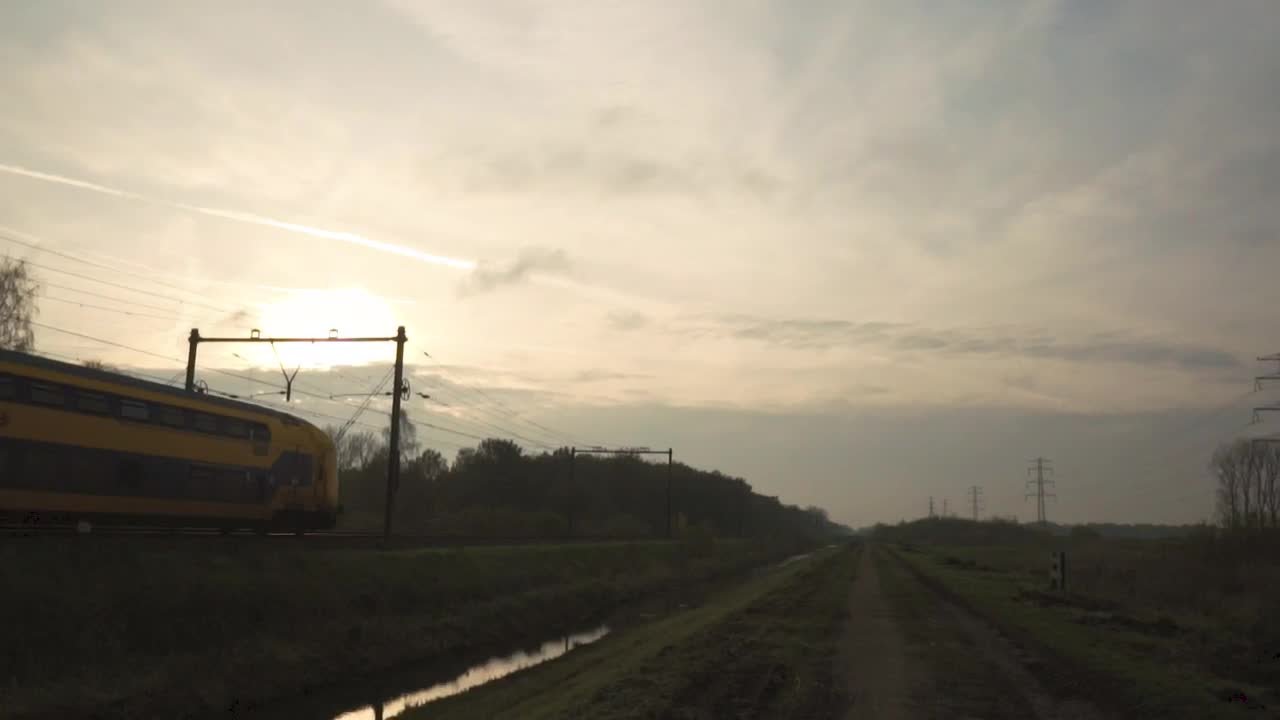 Stock Video Passenger Train At Sunset Live Wallpaper