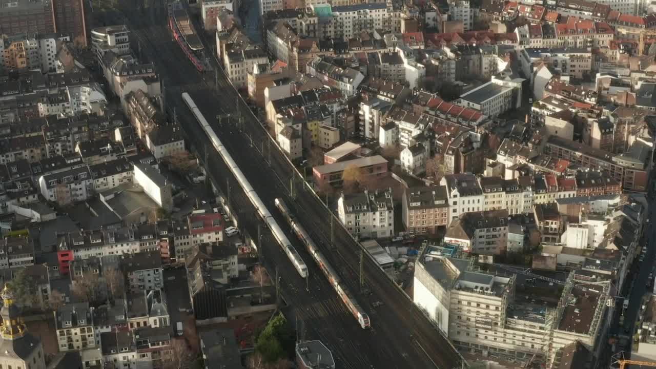 Stock Video Passenger Trains In The Middle Of A European City Live Wallpaper