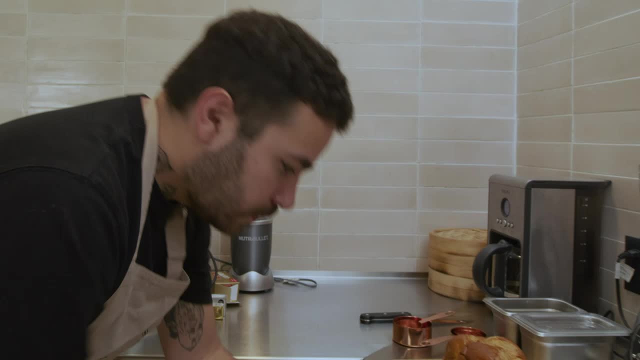 Stock Video Pastry Chef Working In A Kitchen Live Wallpaper