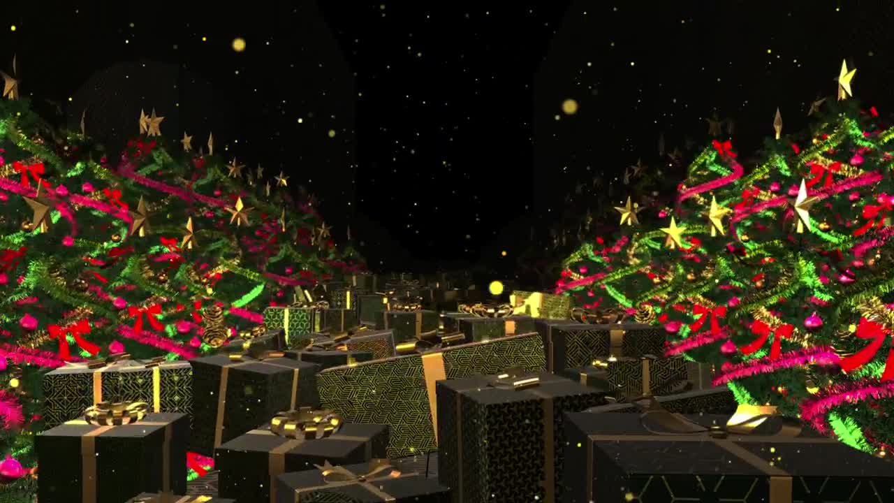 Stock Video Path Of Christmas Trees Covered By Wrapped Gifts Live Wallpaper