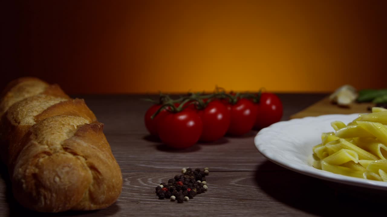 Stock Video Penne Pasta With A White Sauce Live Wallpaper