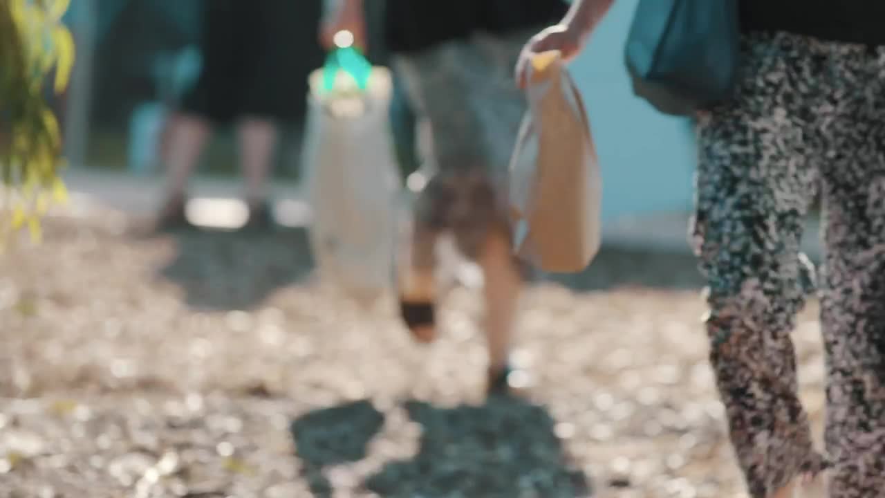 Stock Video People Carrying Market Bags Filled With Vegetables Live Wallpaper