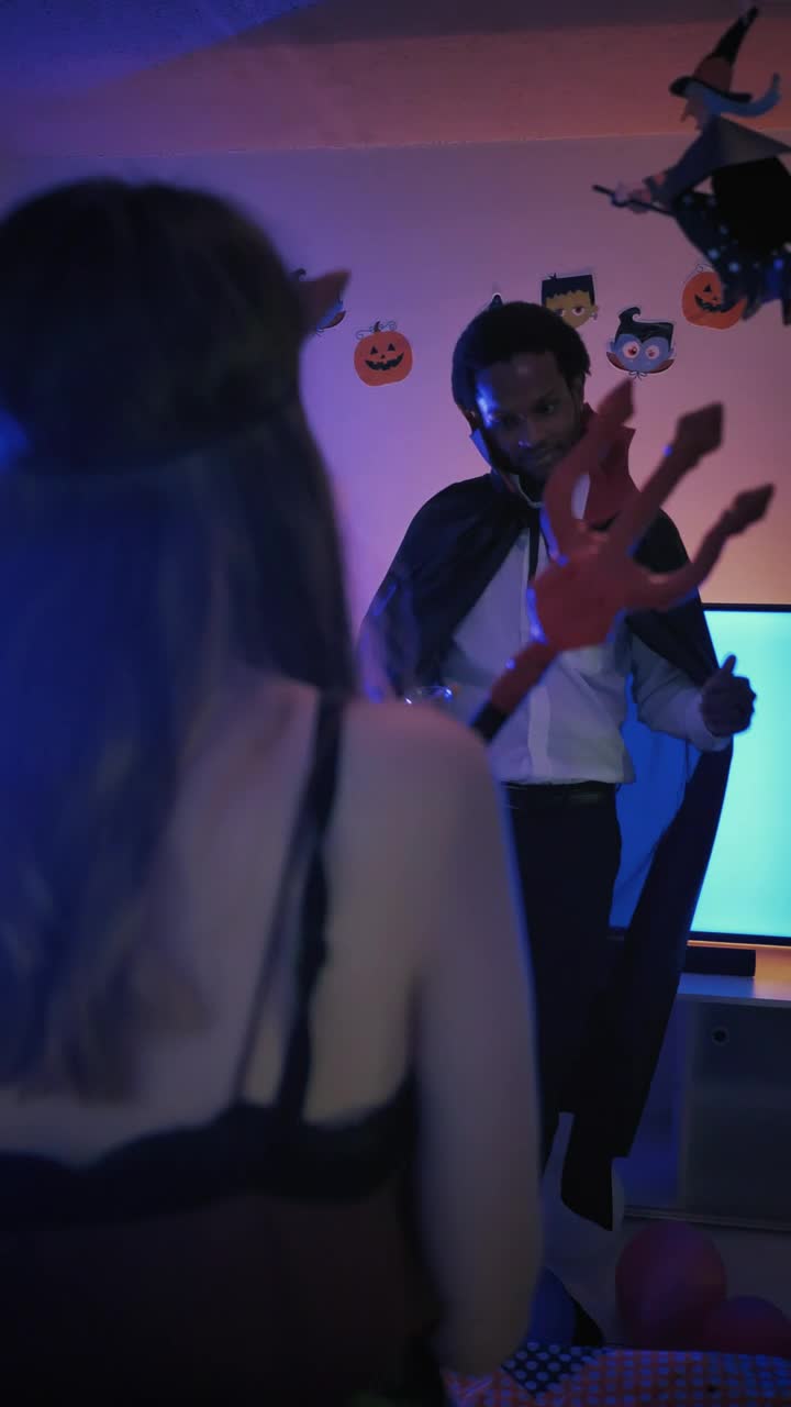 Stock Video People Dancing And Drinking At A Halloween Party Live Wallpaper