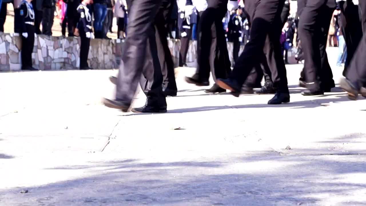 Stock Video People Feet Marching In A Parade Live Wallpaper