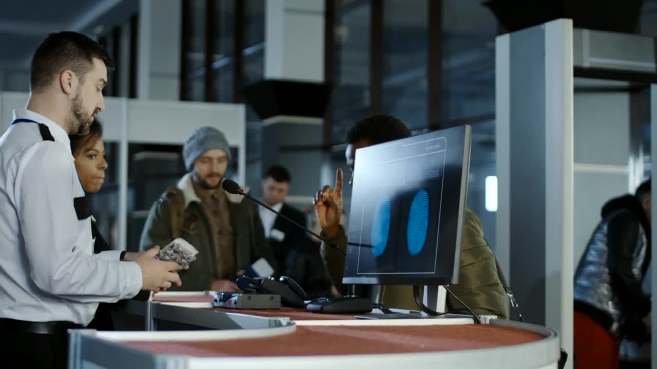 Stock Video People Going Through Biometric Control Live Wallpaper