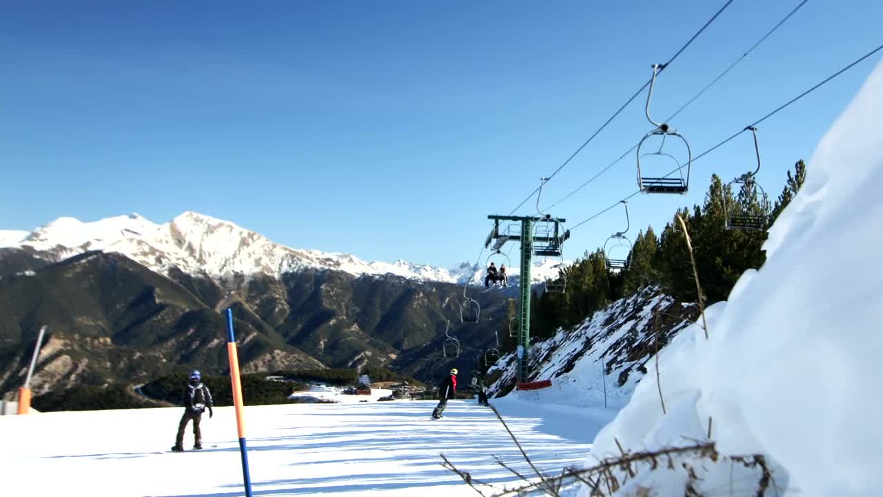 Stock Video People Skiing On The Mountain Live Wallpaper