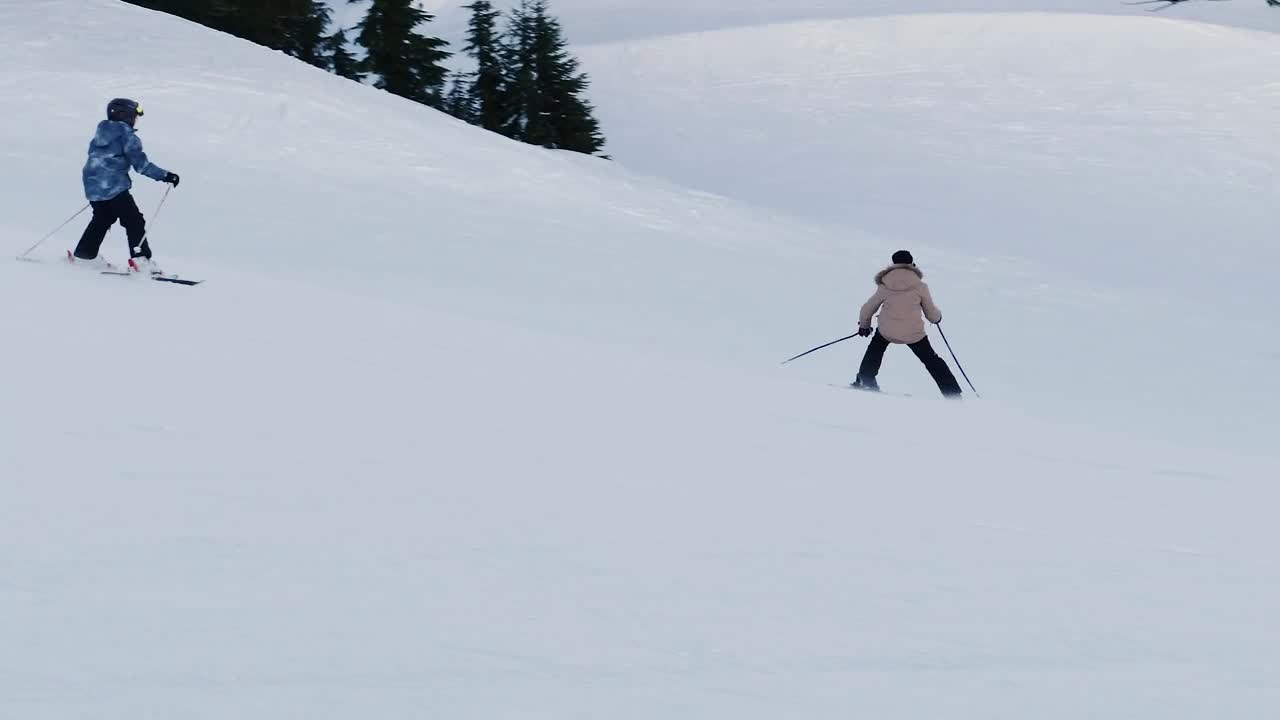 Stock Video People Skiing On The Snow Live Wallpaper