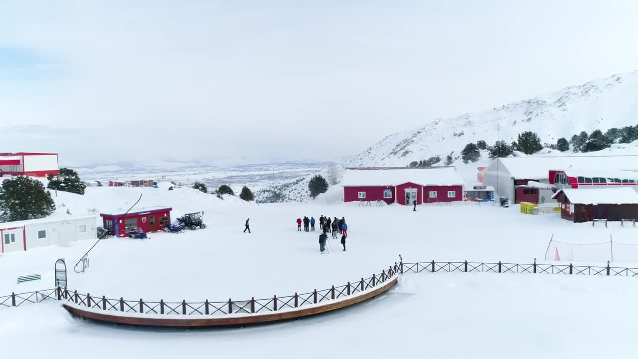 Stock Video People Standing In Line At A Ski Resort Live Wallpaper