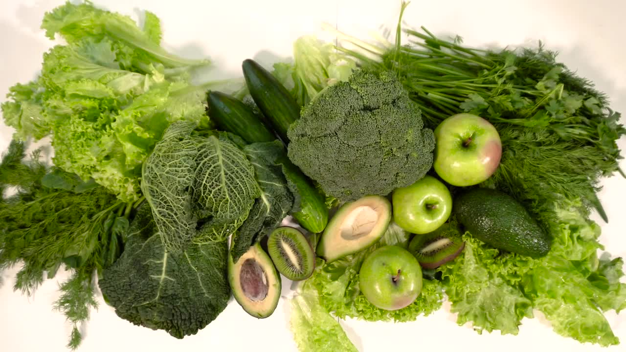 Stock Video People Taking Green Vegetables And Fruits Live Wallpaper