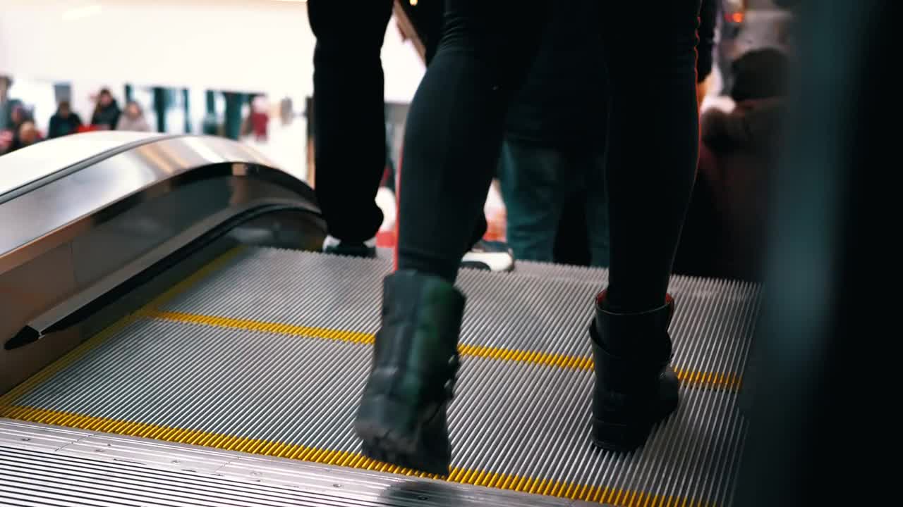 Stock Video People Taking The Escalator Down Live Wallpaper
