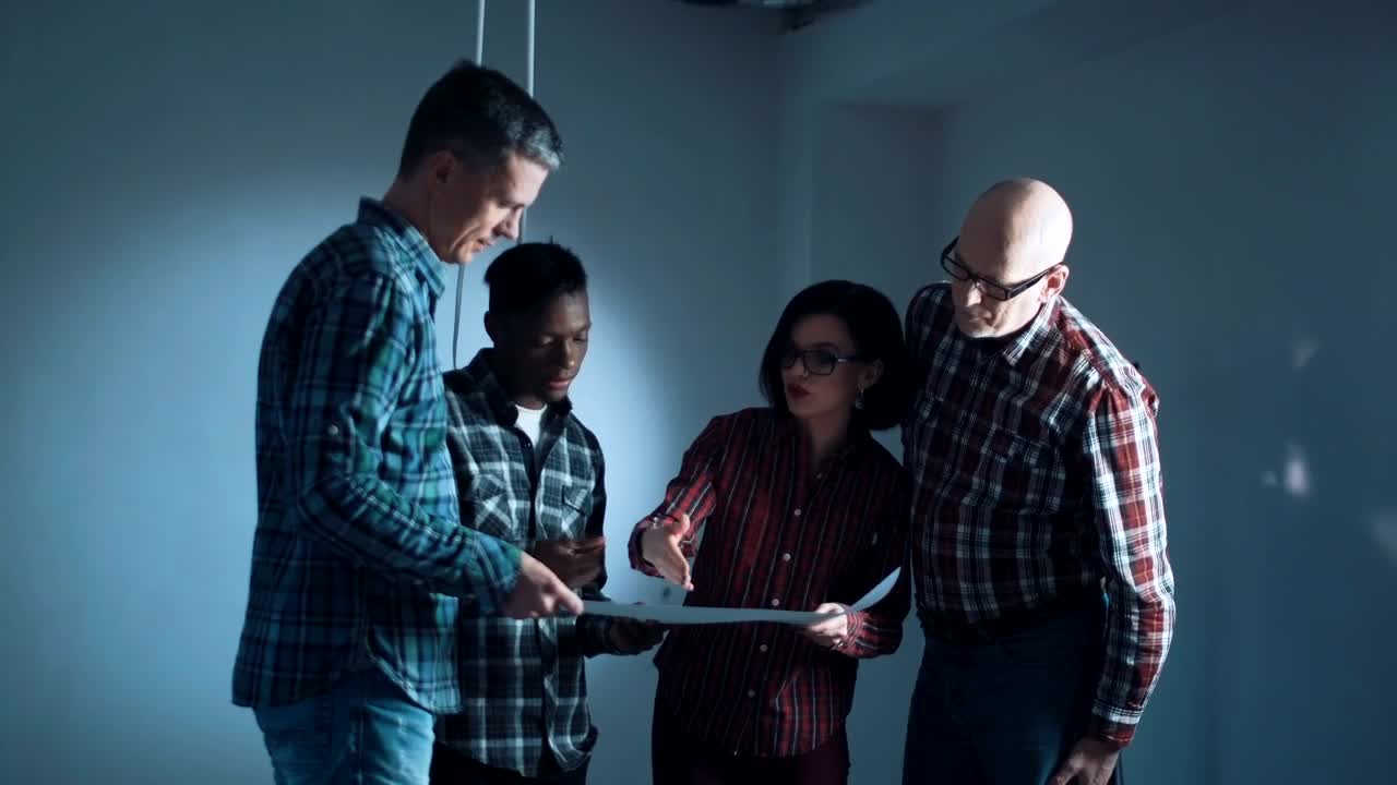 Stock Video People Talking In Front Of A Blueprint Live Wallpaper