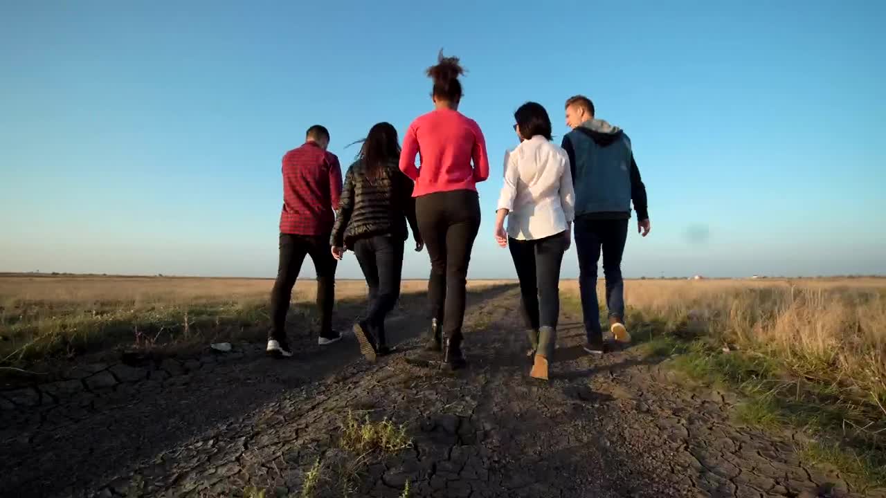 Stock Video People Walking In The Countryside Road Live Wallpaper