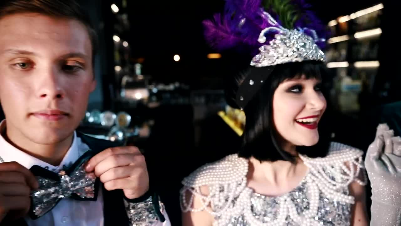 Stock Video People Wearing Retro Theme Party Costumes At A Bar Live Wallpaper