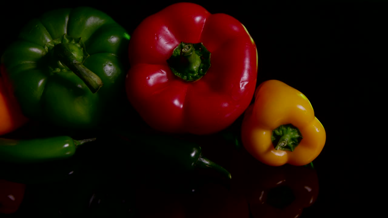 Stock Video Peppers Against A Dark Table Live Wallpaper