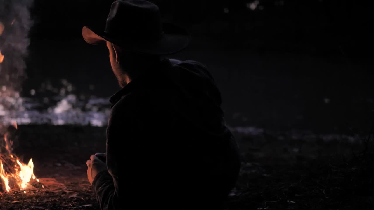 Stock Video Person By A Campfire Live Wallpaper