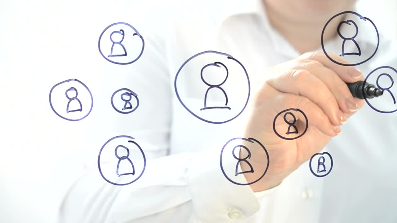 Stock Video Person Drawing A Social Business Scheme Live Wallpaper