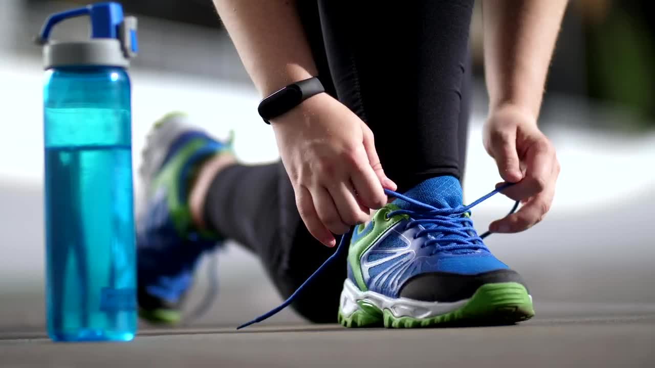 Stock Video Person In Sportswear Tying His Shoelaces Live Wallpaper