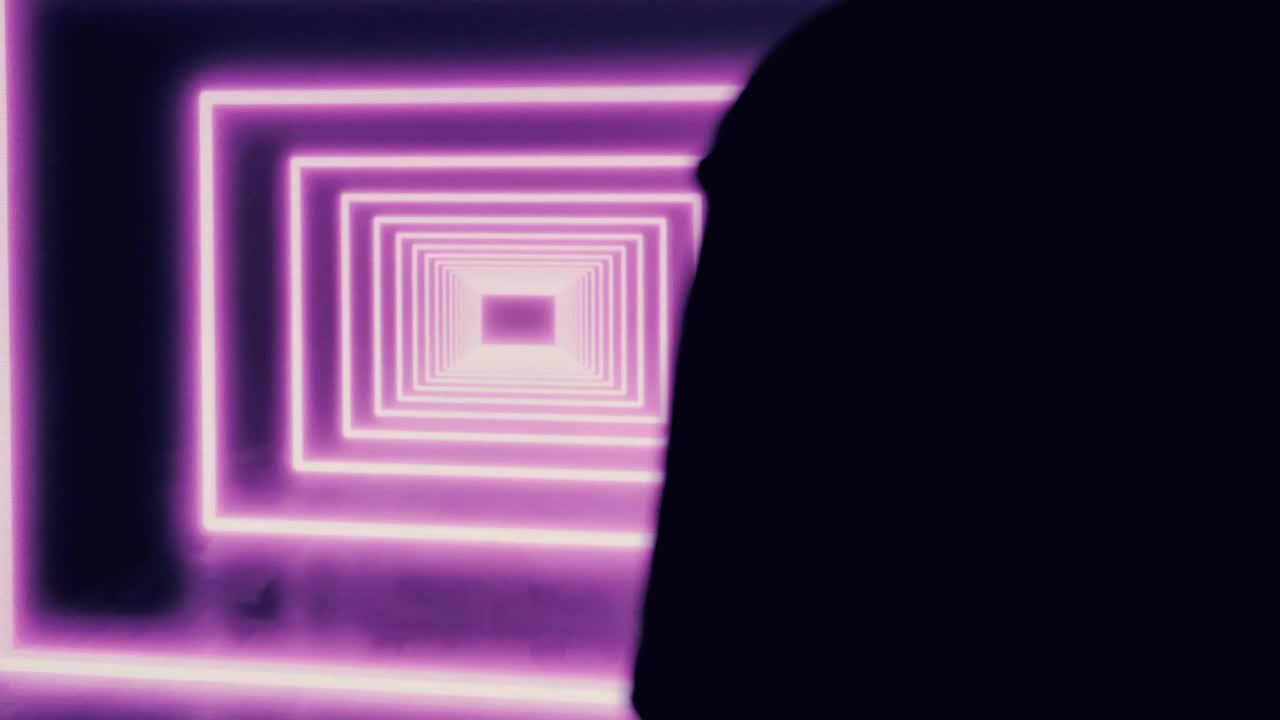 Stock Video Person In The Dark In Front Of A Square Tunnel Live Wallpaper