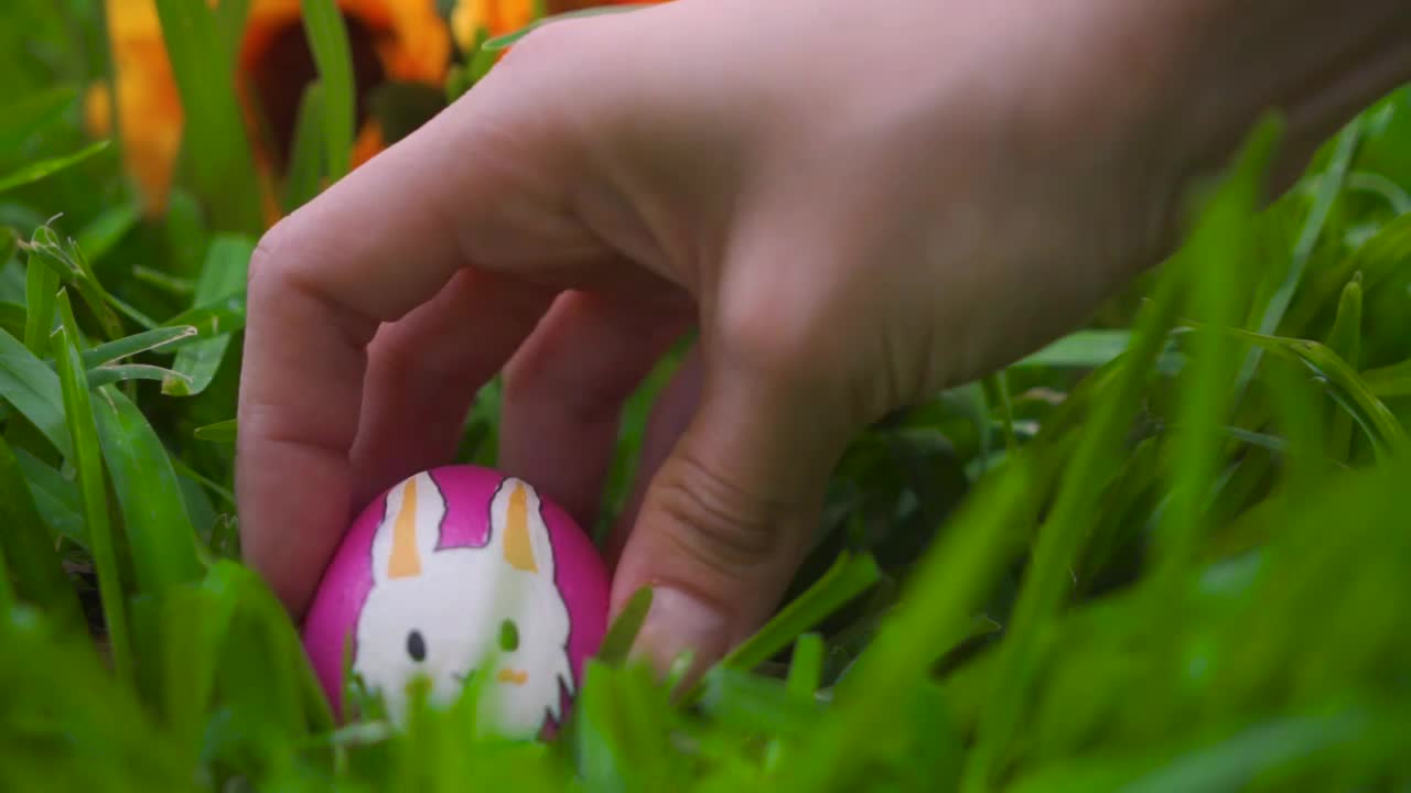 Stock Video Person Leaving Easter Eggs In Garden Live Wallpaper
