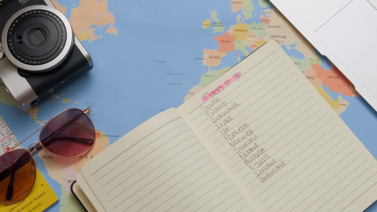 Stock Video Person Marking Places Visited During Their Trip Live Wallpaper