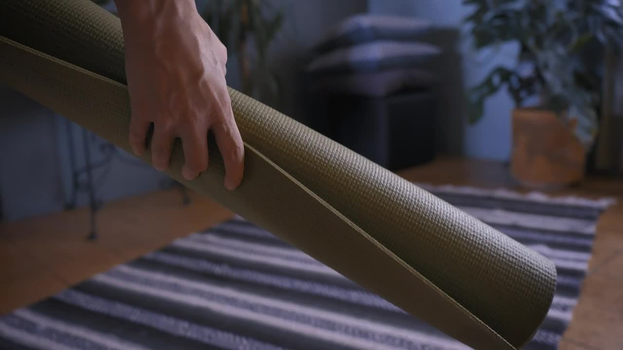 Video Stock Person Putting A Yoga Mat On The Floor Live Wallpaper Free