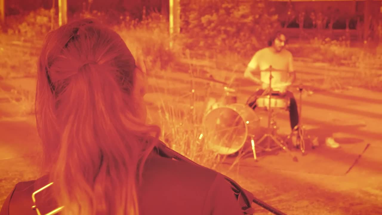 Video Stock Person Singing Into A Microphone In Front Of A Drummer Live Wallpaper Free