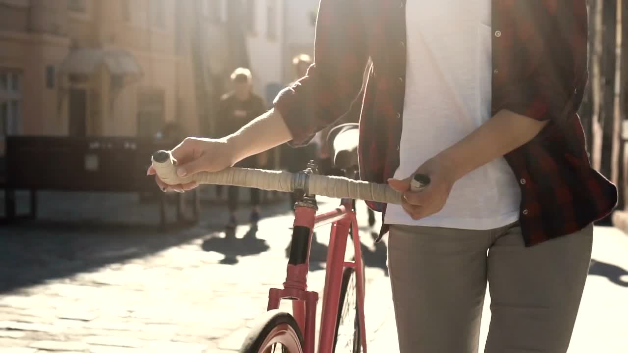Video Stock Person Walks With His Bike On The Street Live Wallpaper Free