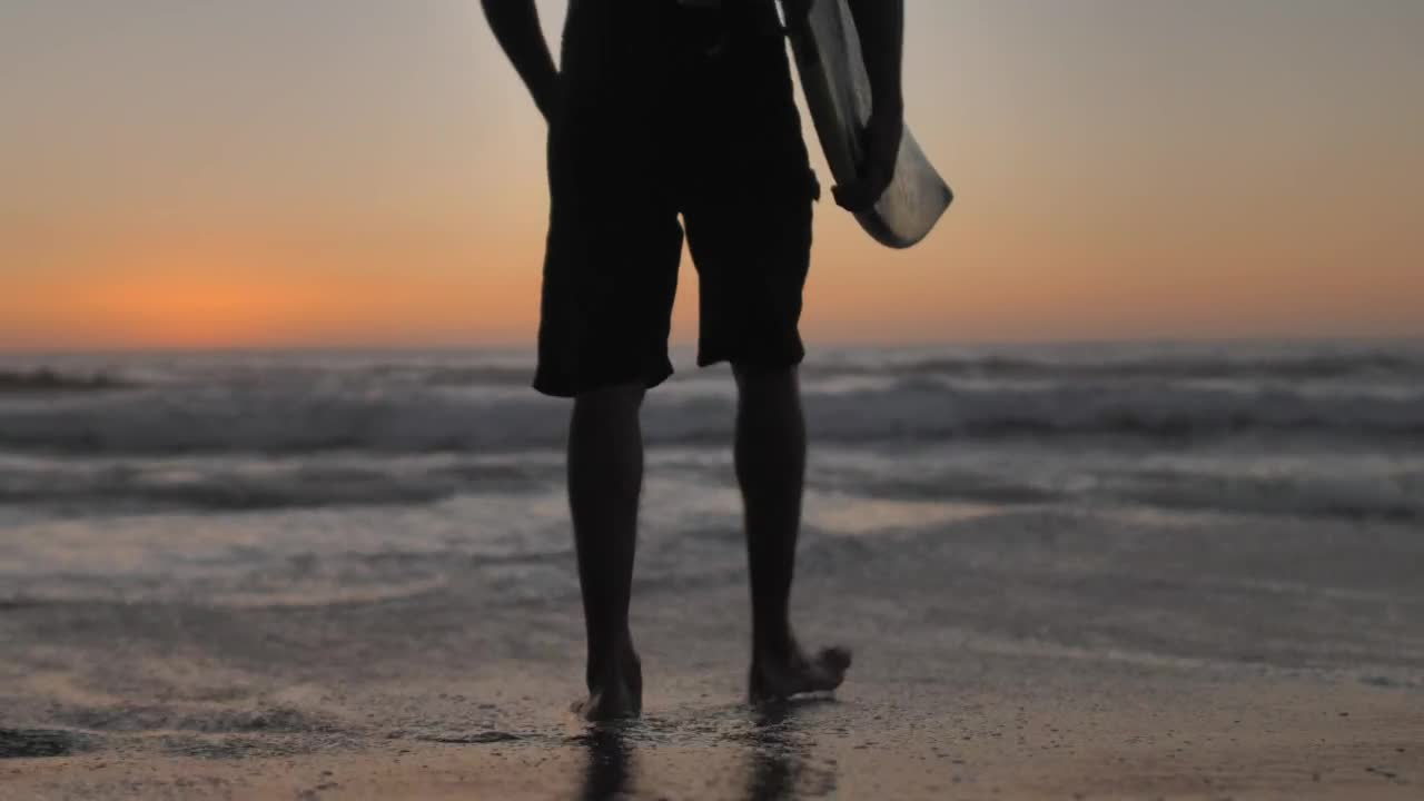 Video Stock Person With Surfboard Walks Towards Waves Live Wallpaper Free