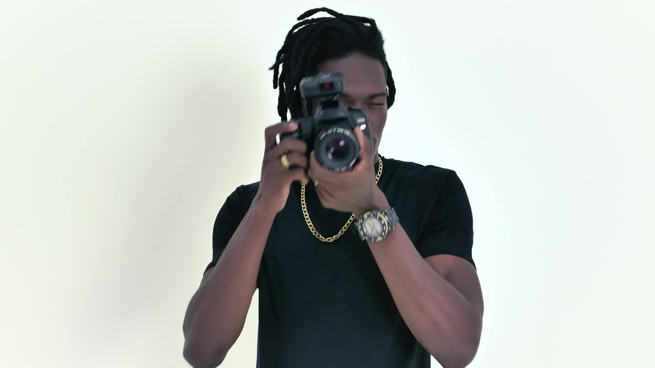 Video Stock Photographer Taking Photos Head On On A White Background Live Wallpaper Free