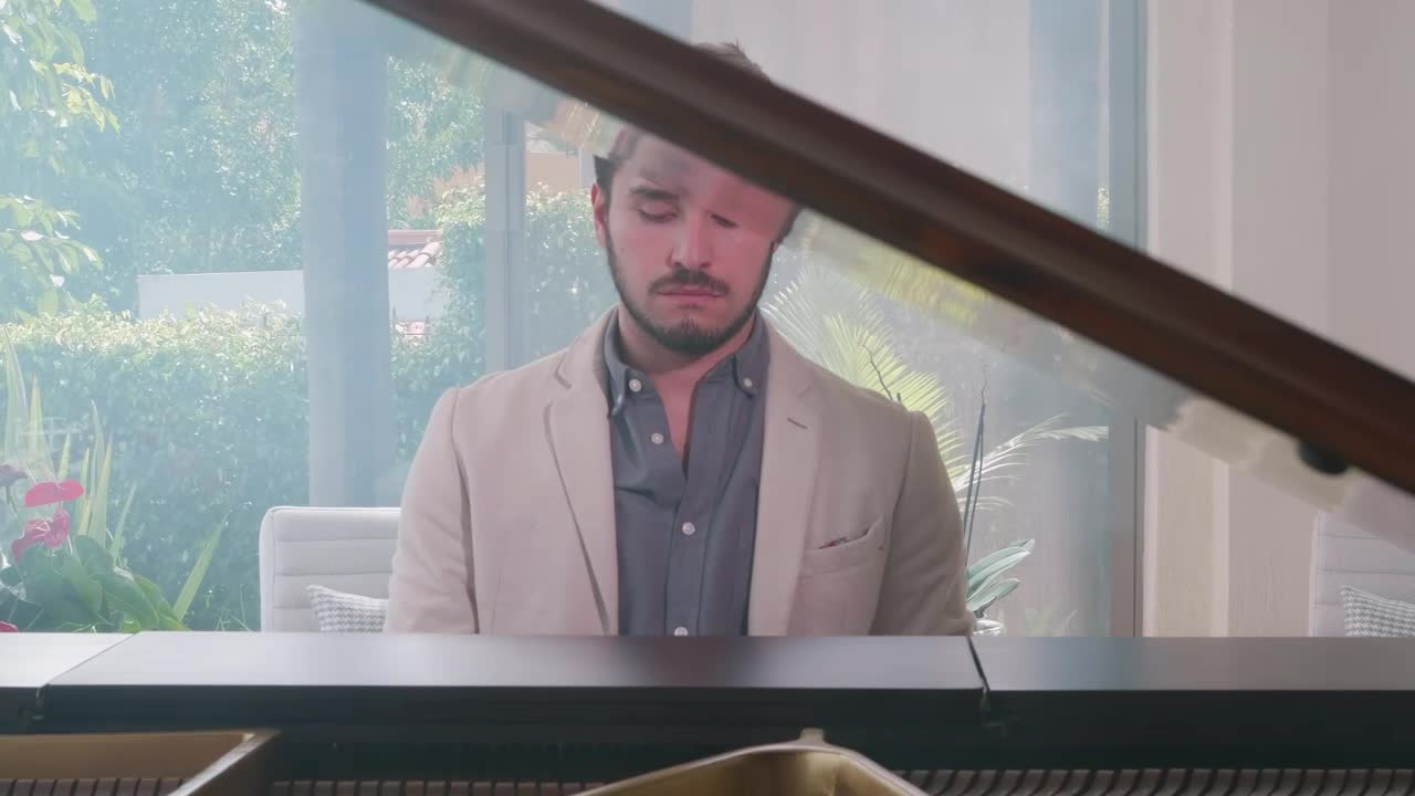 Video Stock Pianist Playing A Grand Piano In A Take To His Live Wallpaper Free