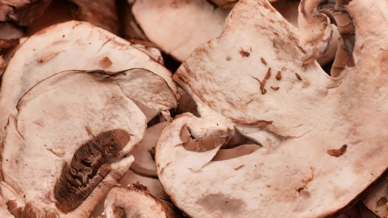 Video Stock Pile Of Sliced Mushrooms Viewed Very Closely Live Wallpaper Free