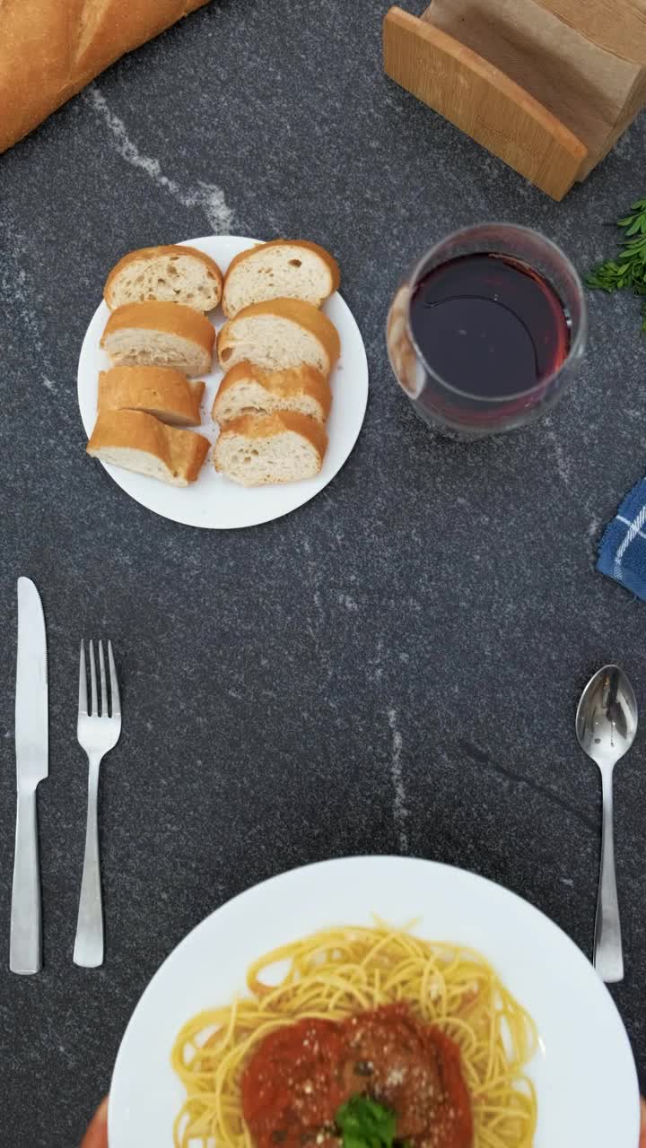 Video Stock Placing A Plate Of Spaghetti Bolognese On A Table Live Wallpaper Free