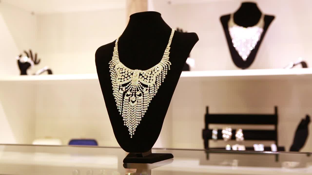 Video Stock Placing Exhibitors Necklaces In A Jewelry Live Wallpaper Free