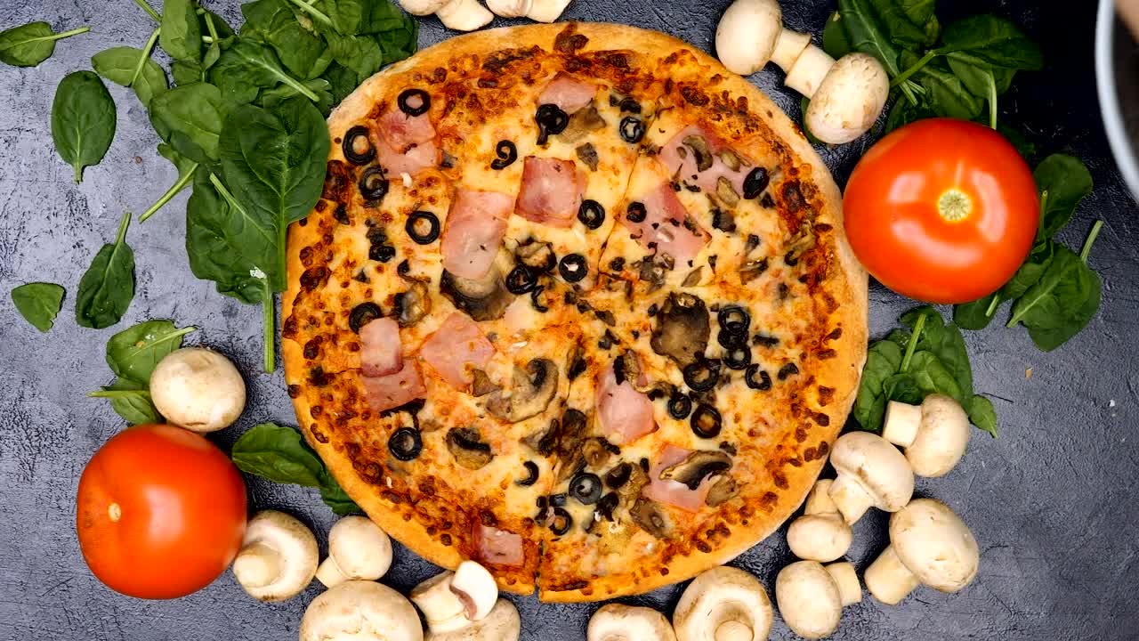 Video Stock Placing Raw Mushrooms On A Cooked Pizza Live Wallpaper Free