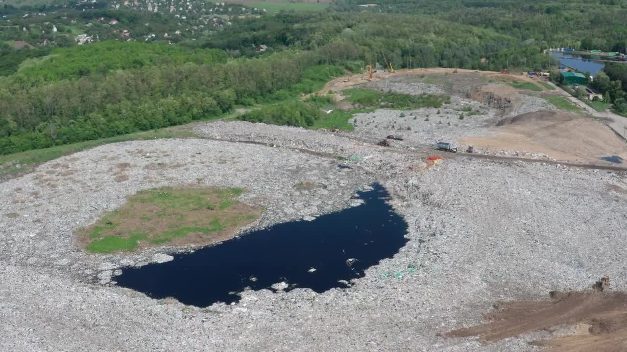 Video Stock Polluted Lake Near A Garbage Landfill Live Wallpaper Free