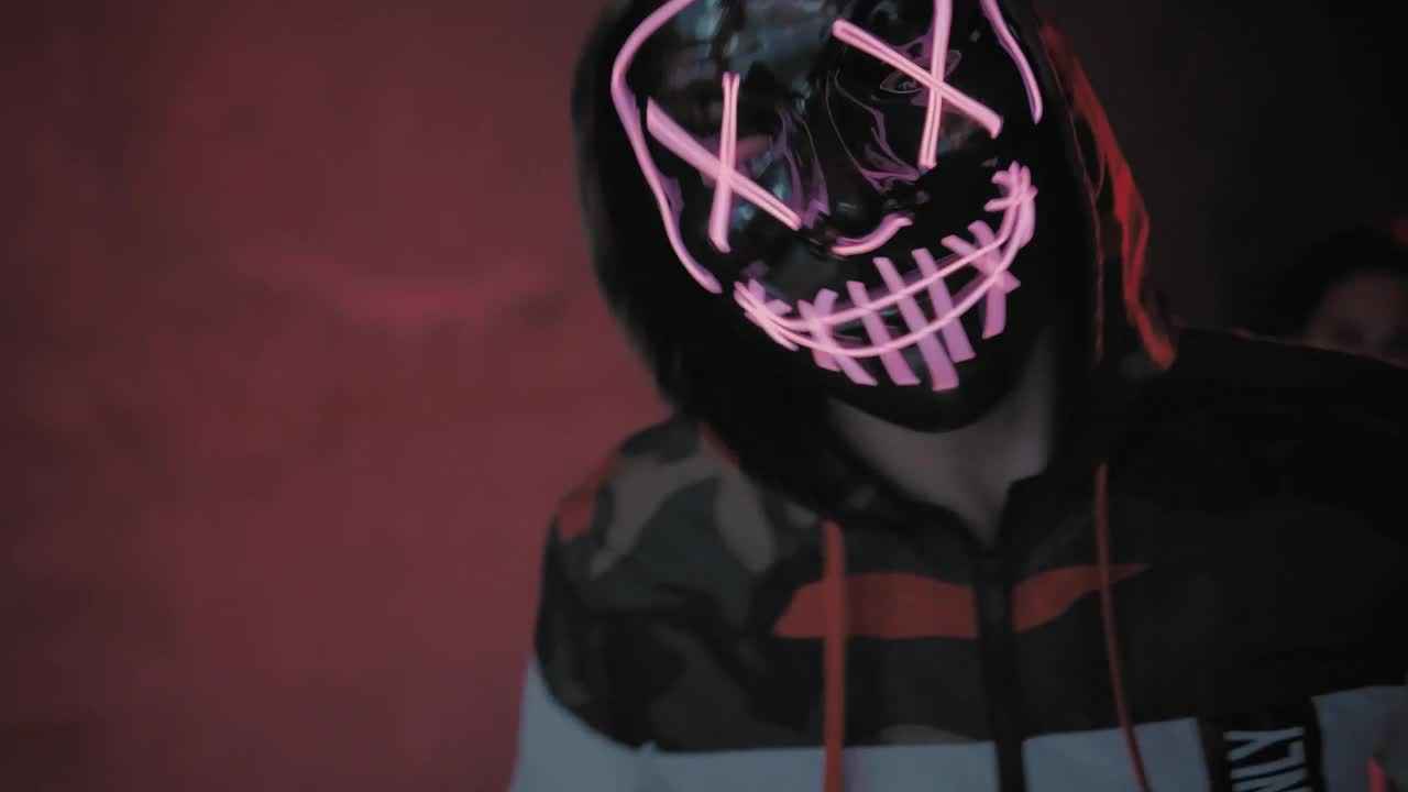 Video Stock Popping Dancer Wearing A Mask With Neon Lights Live Wallpaper Free