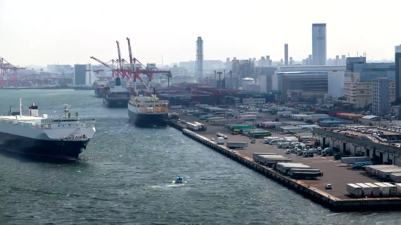 Video Stock Port Of Huge Cargo Ships From Above Live Wallpaper Free