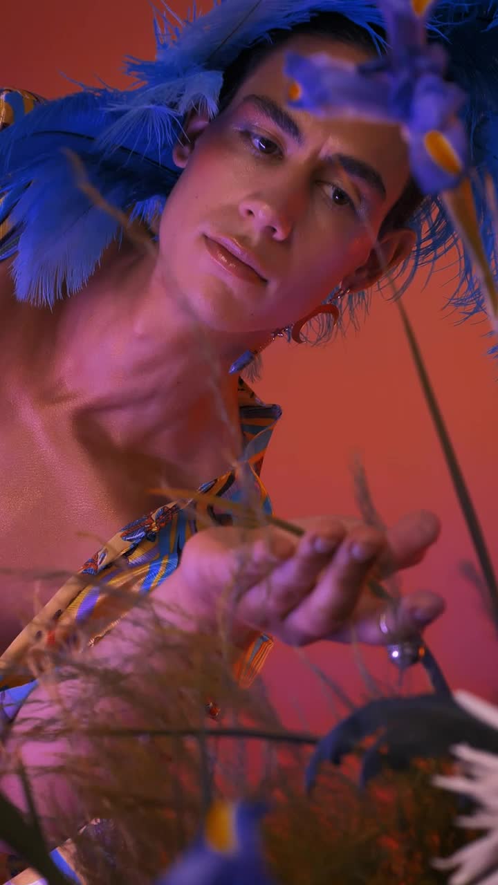 Video Stock Portrait Of A Gay Man Made Up And Dressed Extravagantly Live Wallpaper Free