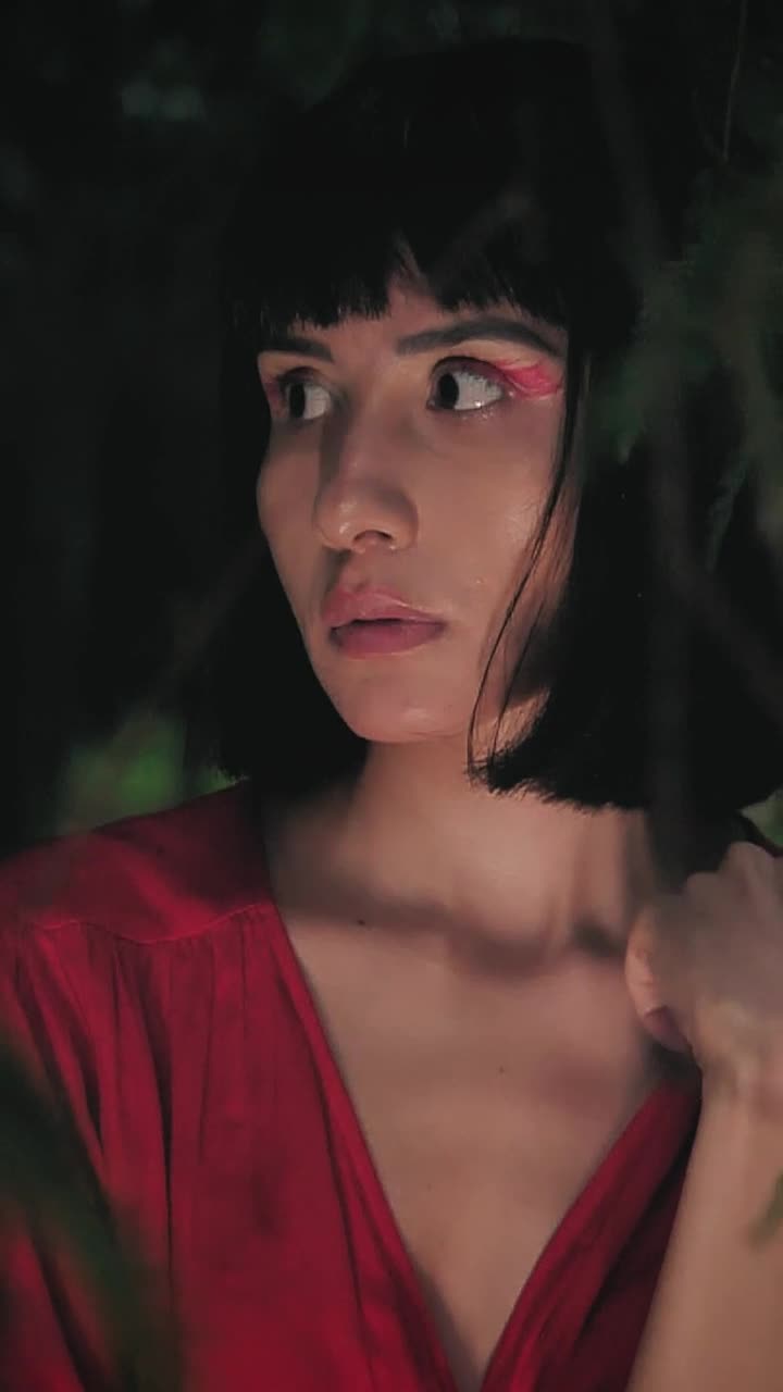 Video Stock Portrait Of A Girl In Red Dress Through The Branches Live Wallpaper Free