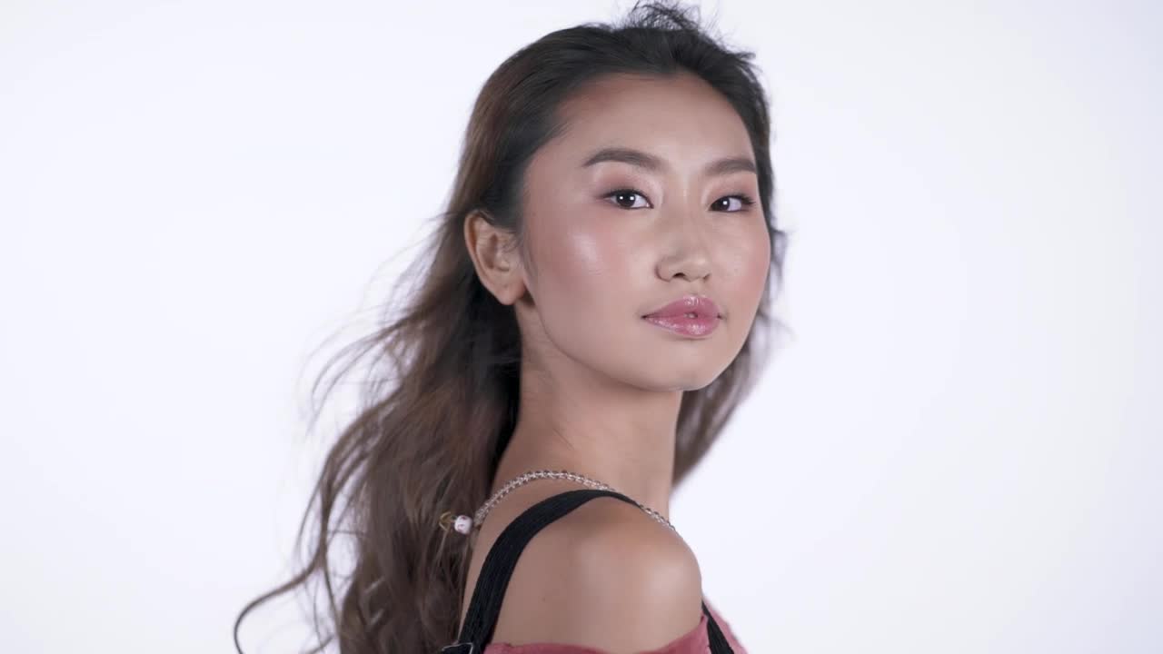 Video Stock Portrait Of A Girl Smiling On A Light Background Live Wallpaper Free