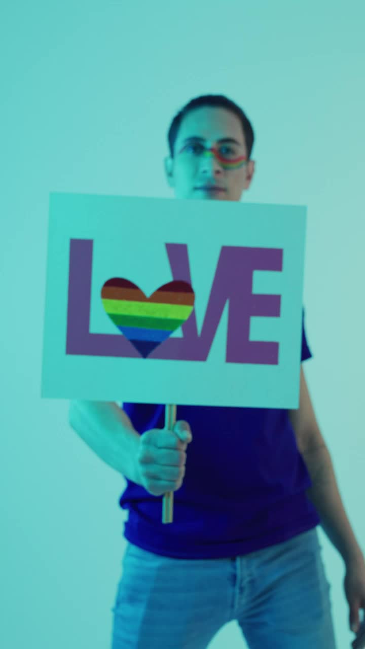 Video Stock Portrait Of A Lgbt Man With A Sign With The Live Wallpaper Free