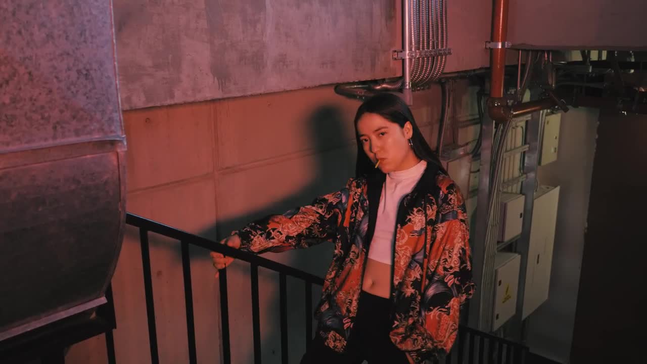 Video Stock Portrait Of A Hipster Woman Walking Down A Stairs Live Wallpaper Free