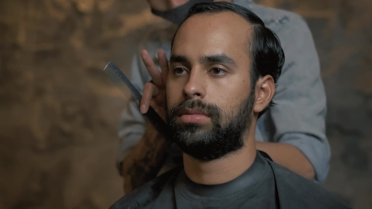 Video Stock Portrait Of A Man During A Haircut Live Wallpaper Free