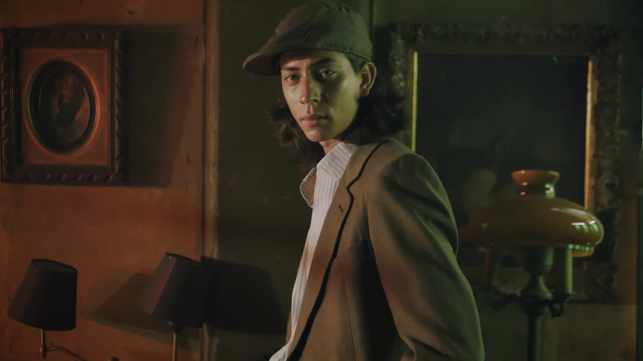 Video Stock Portrait Of A Man From A Bygone Era Looking Straight Live Wallpaper Free