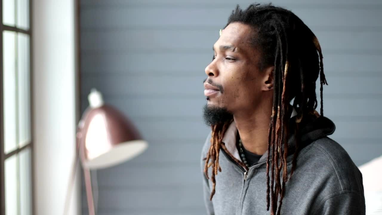 Video Stock Portrait Of A Man With Dreadlocks Smiling Live Wallpaper Free