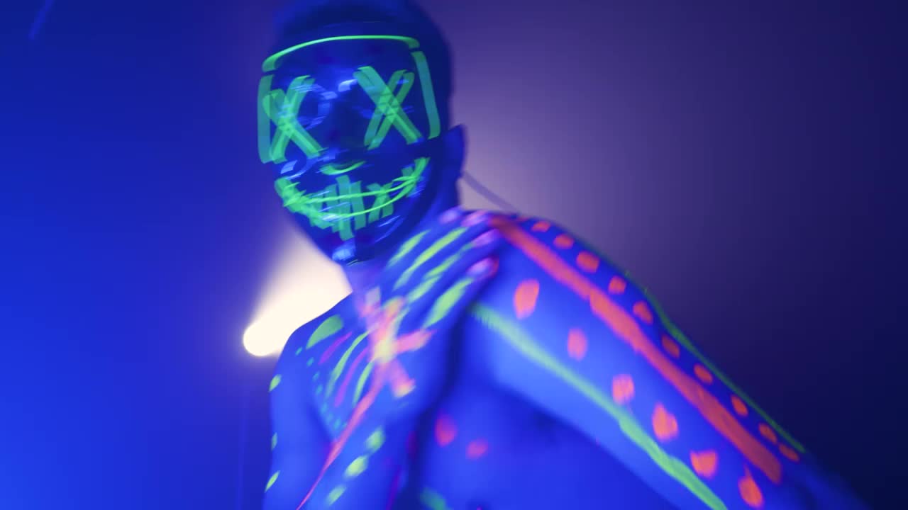 Video Stock Portrait Of A Man With Mask Dancing Energetically Live Wallpaper Free