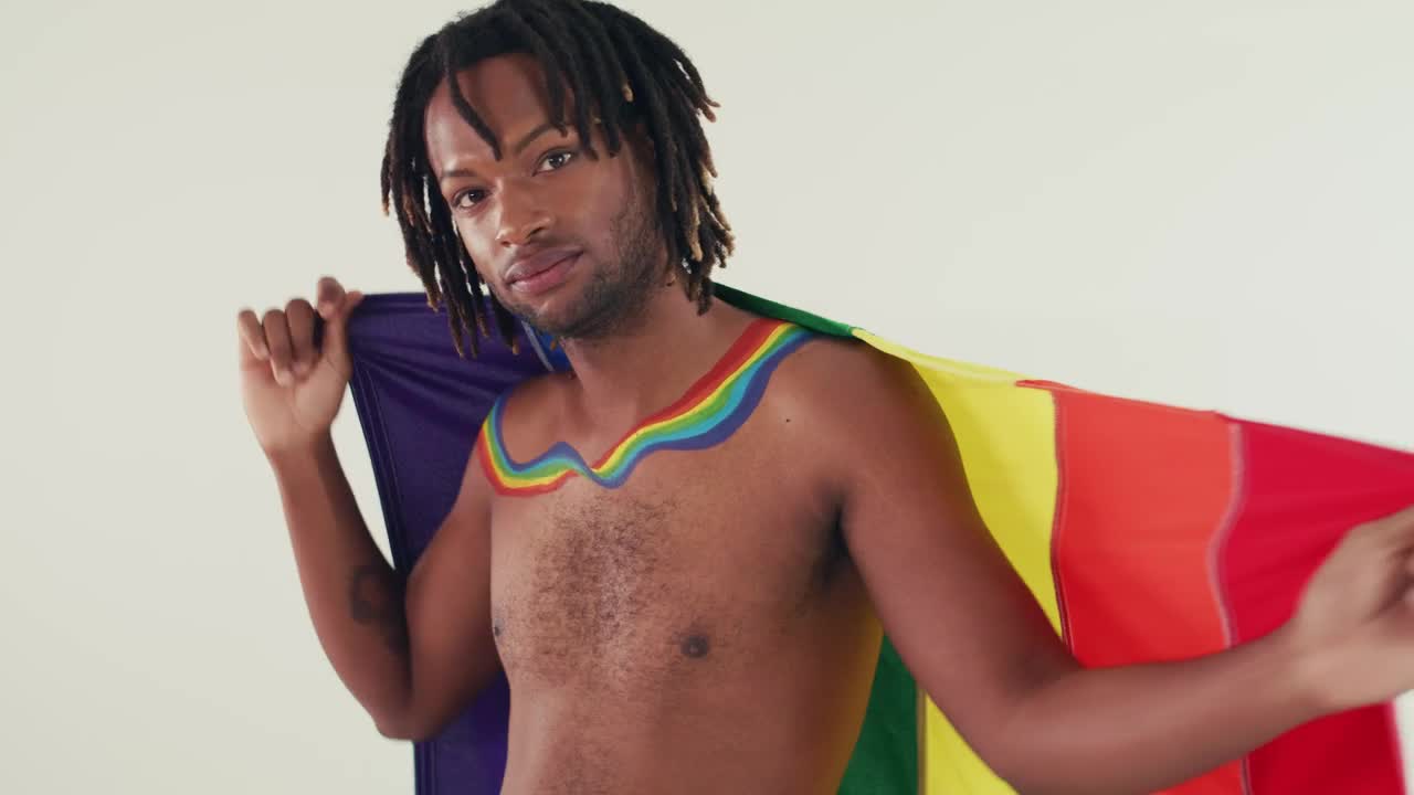 Video Stock Portrait Of A Man Wrapped In A Pride Flag Live Wallpaper Free