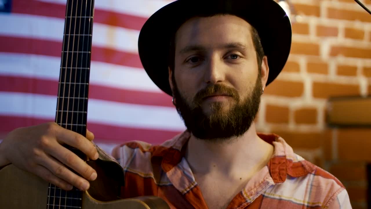 Video Stock Portrait Of A Musician With His Guitar Live Wallpaper Free