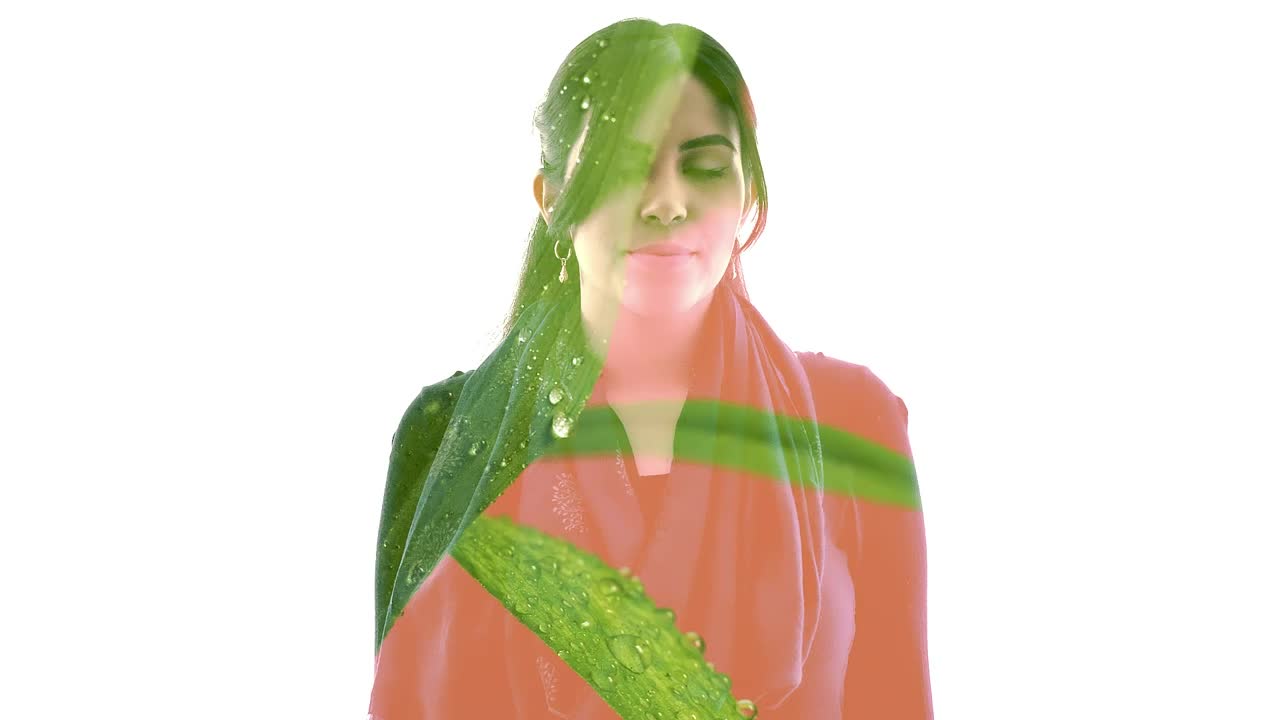Video Stock Portrait Of A Woman And Leaves With Water Drops Live Wallpaper Free